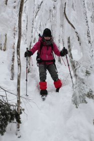 雪の斜面を下山