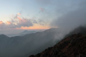 蓼科山と夕焼け