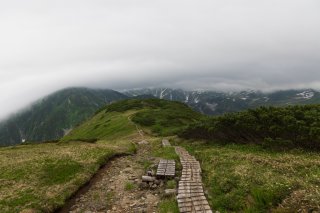 稜線上の木道