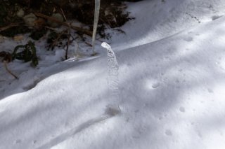 地面に刺さった氷柱？
